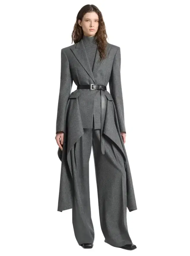 Michael Kors Collection Wool Flannel Belted Cascade Blazer