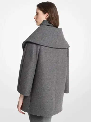 Michael Kors Collection Wool Melton Portrait Collar Peacoat in | Thumbnail 2 Michael Kors Collection Wool Melton Portrait Collar Peacoat in | Thumbnail 2