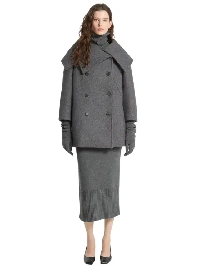 Michael Kors Collection Wool Melton Portrait Collar Peacoat
