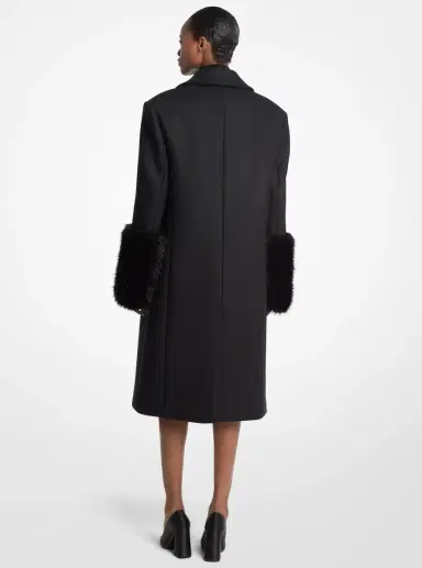 Michael Kors Collection Wool Melton and Faux Fur Chesterfield Coat | Thumbnail 2