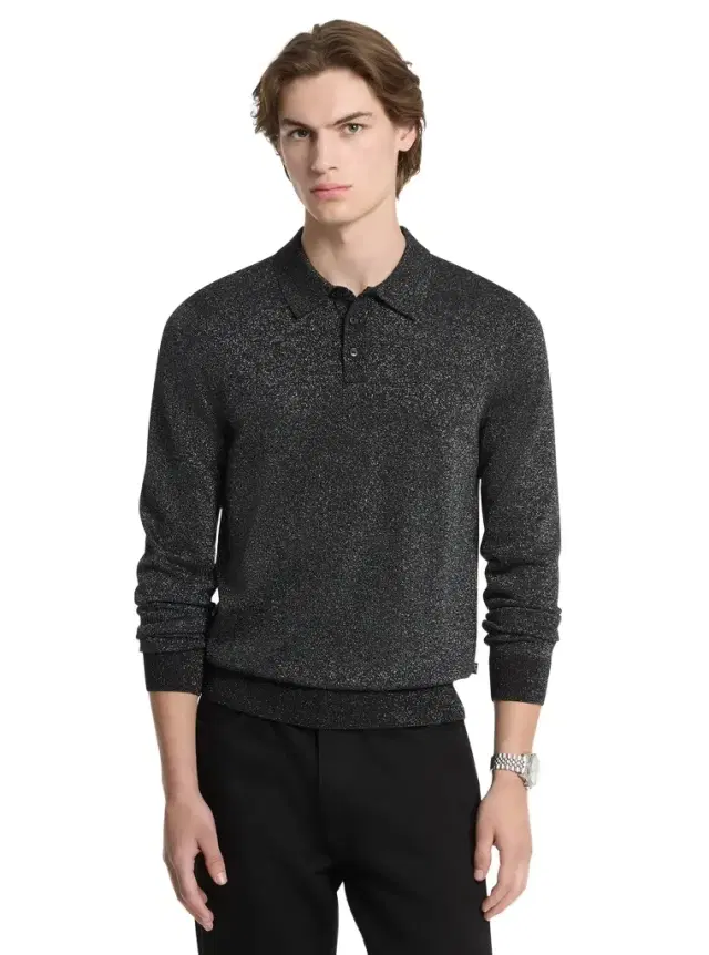 Michael Kors Collection Metallic Wool Polo Sweater