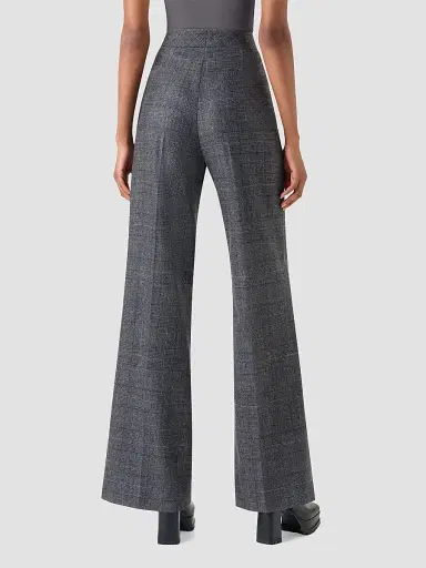 Akris Women's Fior Plaid Stretch-Wool Straight-Leg Pants - Charcoal - Size 8 | Thumbnail 2 Akris Women's Fior Plaid Stretch-Wool Straight-Leg Pants - Charcoal - Size 8 | Thumbnail 2