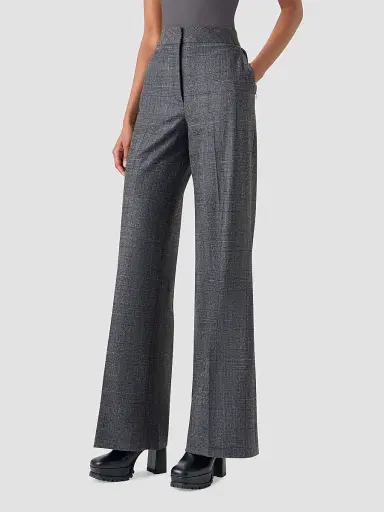 Akris Women's Fior Plaid Stretch-Wool Straight-Leg Pants - Charcoal - Size 8 | Thumbnail 3 Akris Women's Fior Plaid Stretch-Wool Straight-Leg Pants - Charcoal - Size 8 | Thumbnail 3