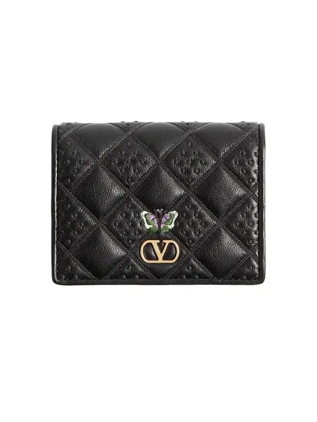 Valentino Garavani Women's Flutterby Wallet in Shiny Nappa Leather with Butterfly Embroidery - Black