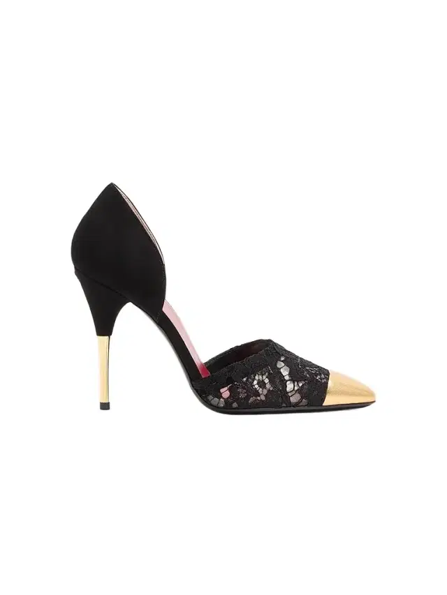 Valentino Garavani Women's Sinead Suede and Lace 105MM Pumps - Black Gold - Size 12