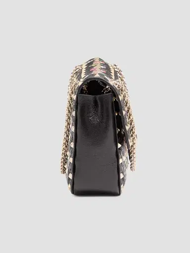 Valentino Garavani Women's Rockstud Spike Shoulder Bag in Embroidered Nappa Leather - Black | Thumbnail 4