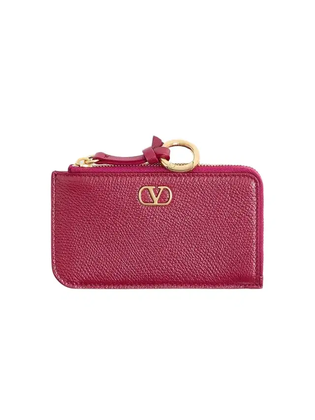 Valentino Garavani Women's Zip-Around Charm Card Holder in Grainy Calfskin - Insolent