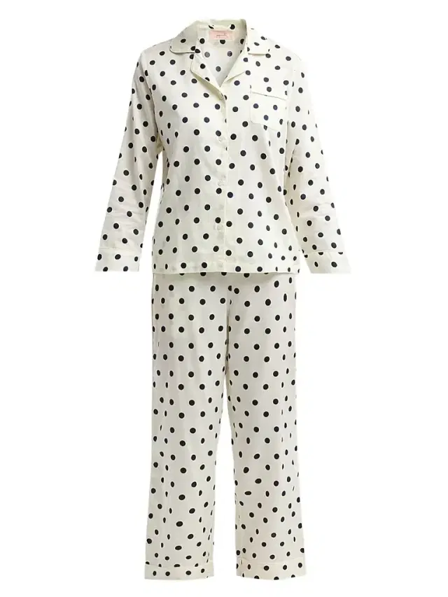 Papinelle Women's Polka Dot Cotton Sateen Pajamas - Cream - Size XL