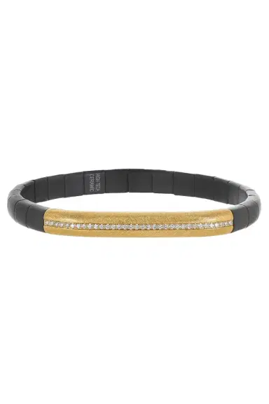 ROBERTO DEMEGLIO Diamond Bar Black Satin Ceramic Bracelet | Thumbnail 1 ROBERTO DEMEGLIO Diamond Bar Black Satin Ceramic Bracelet | Thumbnail 1
