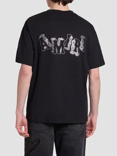 AMIRI Men's Crystal-Embellished Logo Cotton T-Shirt - Black - Size Large | Thumbnail 3