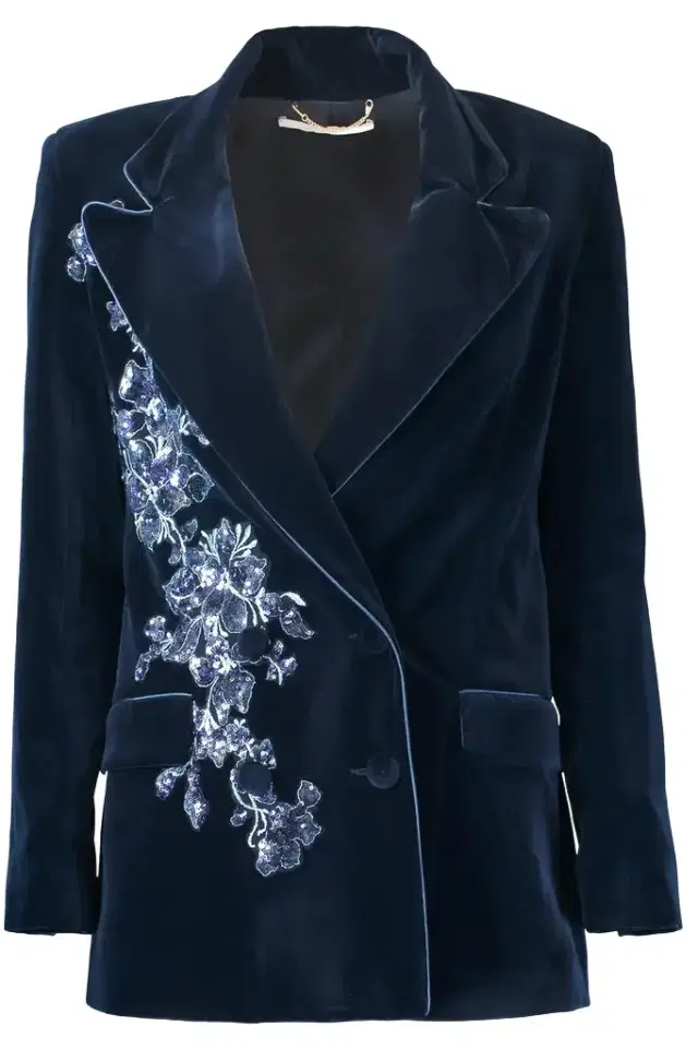 Borgo de Nor Quinn Velvet Jacket - Blue
