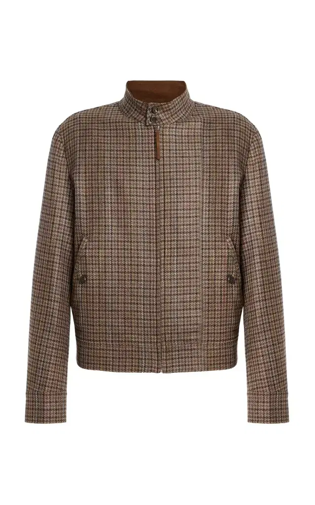 Gabriela Hearst Graham Jacket in Camel Multi Wool Silk Houndstooth
