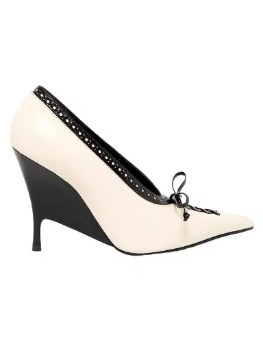 Alexander McQueen Women's Koko 110MM Leather Wedge Pumps - Deep Ivory - Size 9 | Thumbnail 1