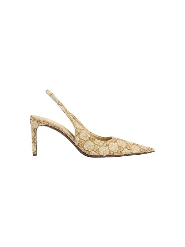 Gucci Women's Donna 80MM Embellished GG Slingback Pumps - Vintage Sand - Size 8.5
