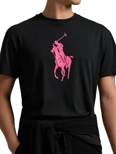 Polo Ralph Lauren Men's Unisex Pink Pony Logo Cotton T-Shirt - Polo Black - Size XXL | Thumbnail 4 Polo Ralph Lauren Men's Unisex Pink Pony Logo Cotton T-Shirt - Polo Black - Size XXL | Thumbnail 4