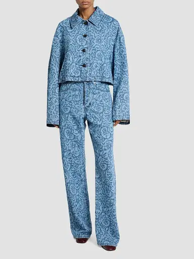 Dries Van Noten Women's Vondero Floral Denim Jacket | Thumbnail 2