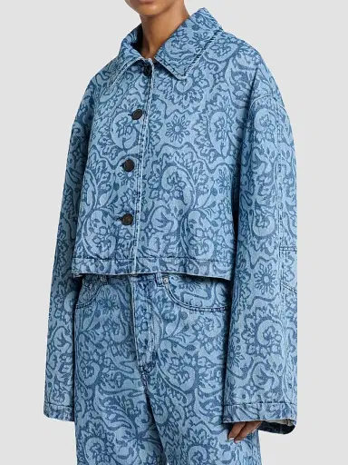 Dries Van Noten Women's Vondero Floral Denim Jacket | Thumbnail 4