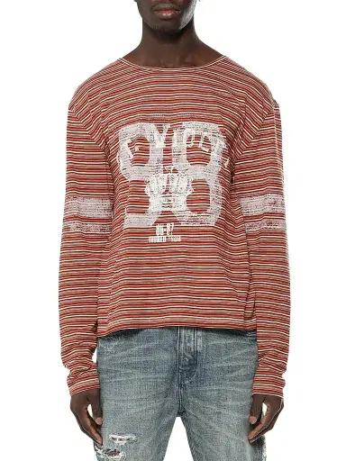 Purple Brand Men's Striped Slub Jersey Shirt | Thumbnail 1 Purple Brand Men's Striped Slub Jersey Shirt | Thumbnail 1