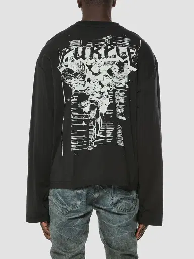 Purple Brand Men's Printed Cotton Crop Long-Sleeve T-Shirt | Thumbnail 2