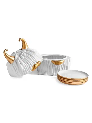 L'Objet Haas 5-Piece Lynda 24K Gold & Porcelain Box & Plate Set | Thumbnail 3 L'Objet Haas 5-Piece Lynda 24K Gold & Porcelain Box & Plate Set | Thumbnail 3