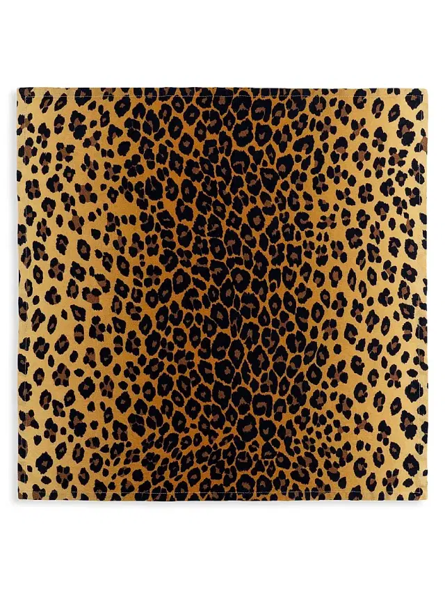 L'Objet Leopard Linen Sateen 4-Piece Napkin Set