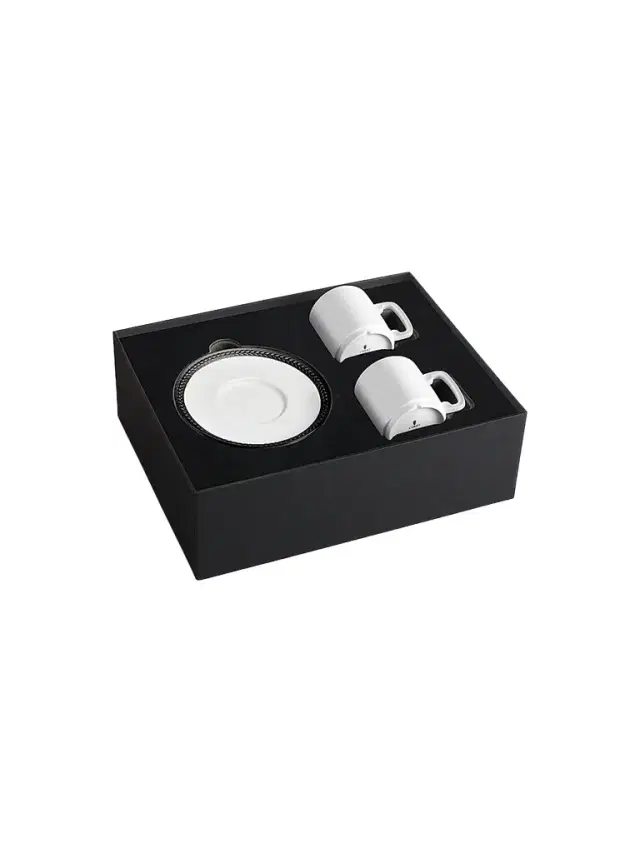 L'Objet Soie Tressée 4-Piece Espresso Cup & Saucer Set
