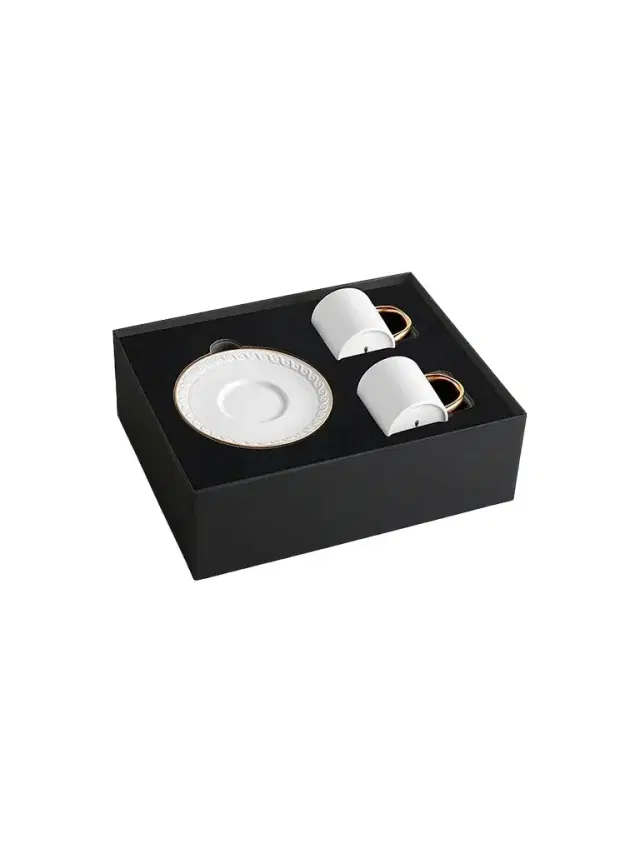 L'Objet Neptune 4-Piece Porcelain & 24K Gold Espresso Cup & Saucer Set