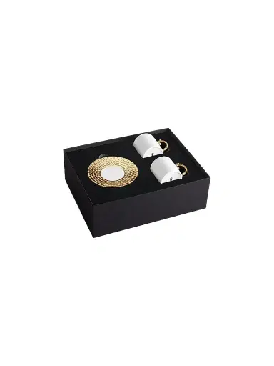 L'Objet Aegean 4-Piece Porcelain & 24K Gold Espresso Cup & Saucer Set | Thumbnail 1 L'Objet Aegean 4-Piece Porcelain & 24K Gold Espresso Cup & Saucer Set | Thumbnail 1