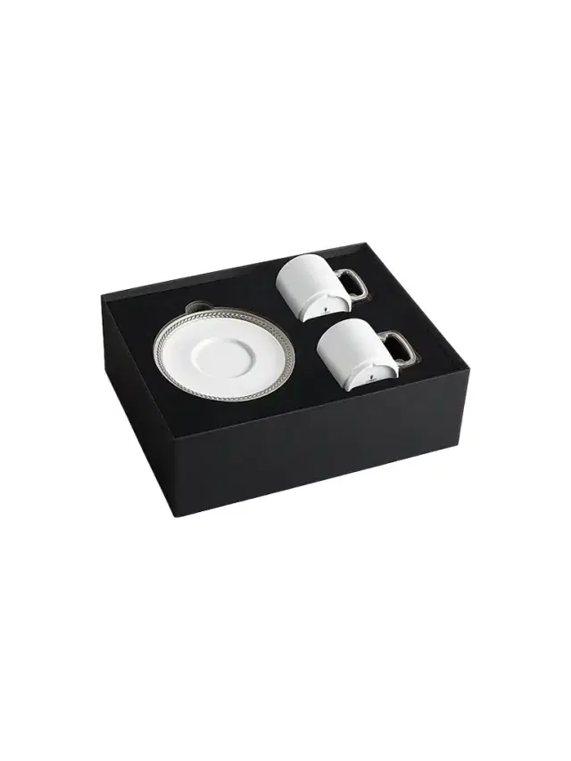 L'Objet Soie Tressee Silver Espresso Cup & Saucer Set