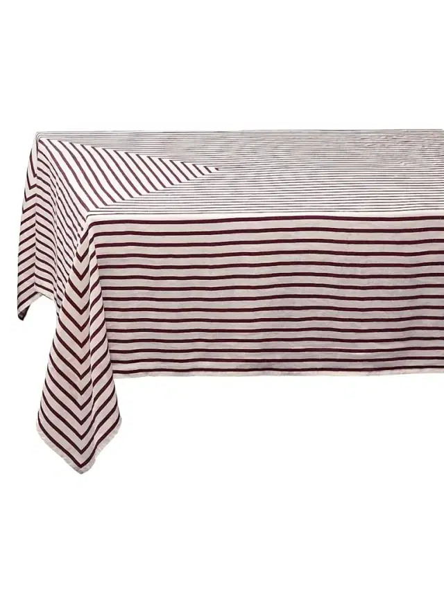 L'Objet Concorde Stripe Linen Sateen Tablecloth