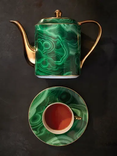 L'Objet Malachite 24K Gold & Porcelain Teapot | Thumbnail 2 L'Objet Malachite 24K Gold & Porcelain Teapot | Thumbnail 2