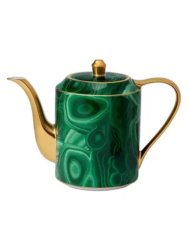 L'Objet Malachite 24K Gold & Porcelain Teapot | Thumbnail 1 L'Objet Malachite 24K Gold & Porcelain Teapot | Thumbnail 1