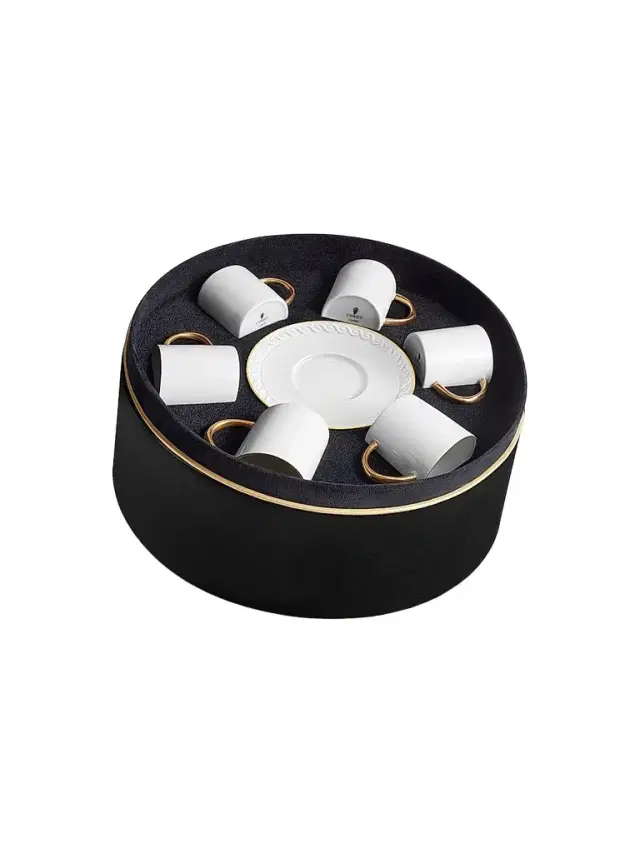 L'Objet Neptune 12-Piece Porcelain & 24K Gold Espresso Cup & Saucer Set