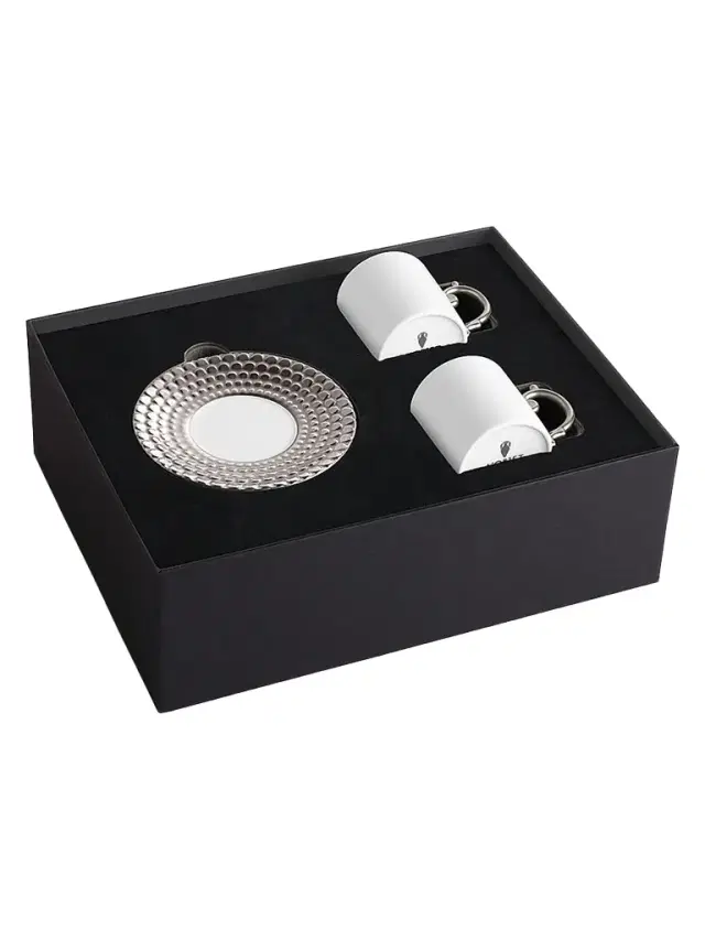 L'Objet Aegean Silver Espresso Cup & Saucer Set