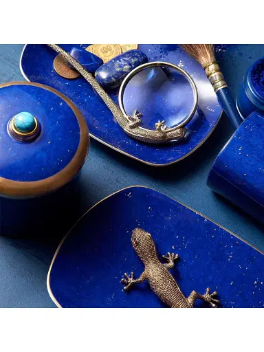 L'Objet Lapis-Look Limoges Porcelain & 24K Gold Tray/Medium | Thumbnail 2 L'Objet Lapis-Look Limoges Porcelain & 24K Gold Tray/Medium | Thumbnail 2