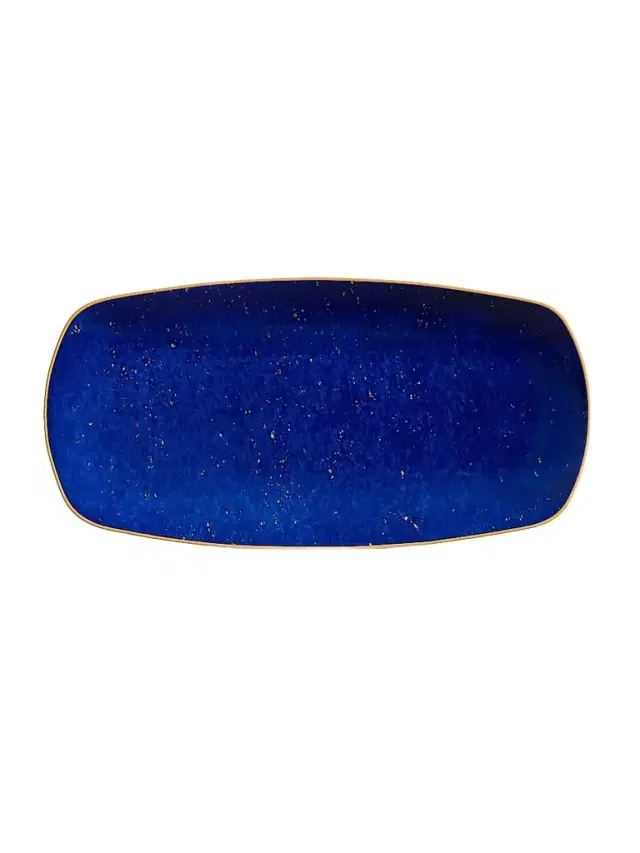 L'Objet Lapis-Look Limoges Porcelain & 24K Gold Tray/Medium
