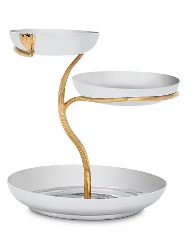 L'Objet Deco Leaves 3-Tier 24K Goldplated & Stainless Steel Server | Thumbnail 2 L'Objet Deco Leaves 3-Tier 24K Goldplated & Stainless Steel Server | Thumbnail 2