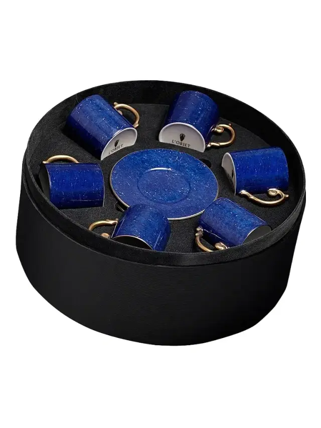 L'Objet 6-Pack Lapis Espresso Cup & Saucer Set