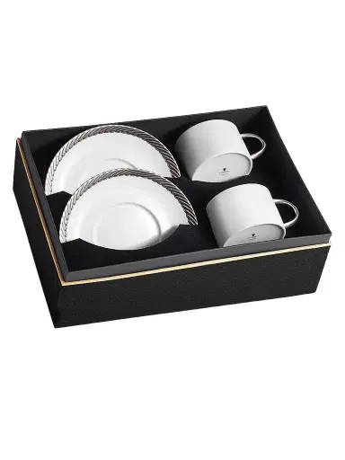 L'Objet Corde 4-Piece Tea Cups and Saucer Porcelain Set | Thumbnail 1 L'Objet Corde 4-Piece Tea Cups and Saucer Porcelain Set | Thumbnail 1