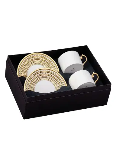 L'Objet 4-Piece Perlée Tea Cup & Saucer Set | Thumbnail 1 L'Objet 4-Piece Perlée Tea Cup & Saucer Set | Thumbnail 1