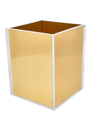 Tizo Metallic Lucite Wastebasket - Gold | Thumbnail 1
