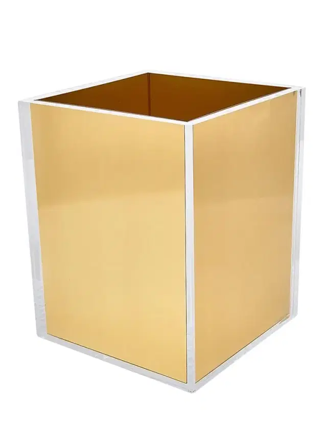 Tizo Metallic Lucite Wastebasket - Gold