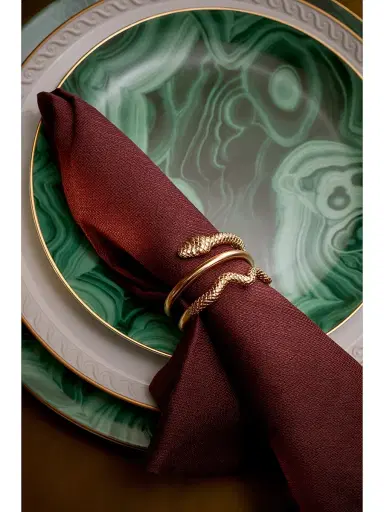 L'Objet 4-Piece Malachite 24K Gold-Trimmed Porcelain Dessert Plates | Thumbnail 5