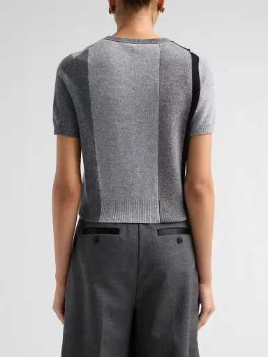 Jason Wu Collection Women's Asymmetric Panelled Short-Sleeve Wool Knit Sweater | Thumbnail 3 Jason Wu Collection Women's Asymmetric Panelled Short-Sleeve Wool Knit Sweater | Thumbnail 3