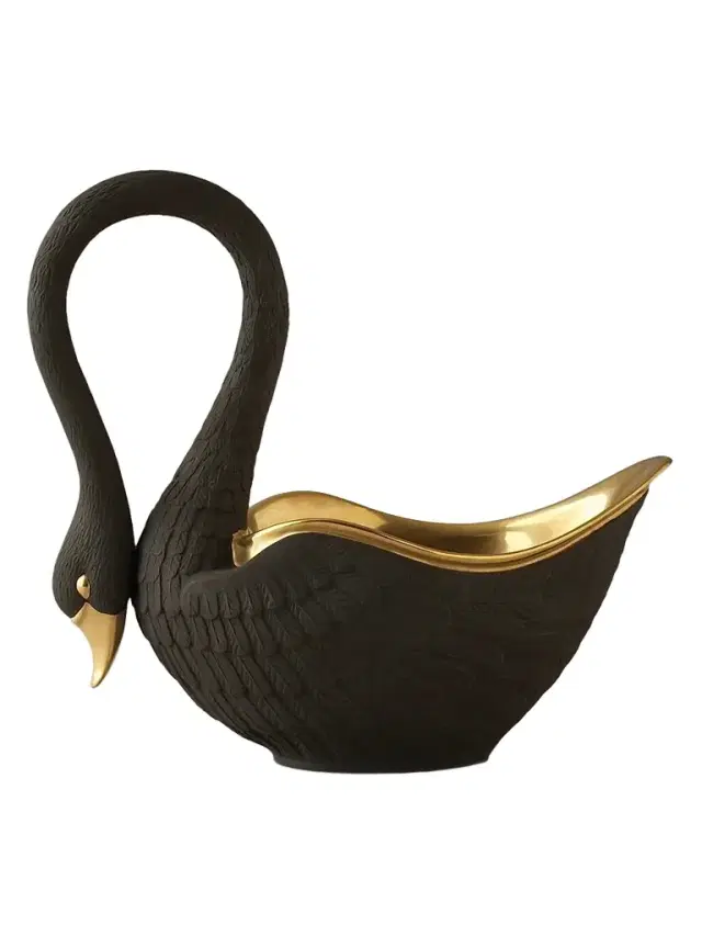 L'Objet White Porcelain Serving Bowl Swan