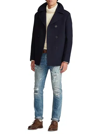 Polo Ralph Lauren Men's Wool-Blend Melton Peacoat - Navy - Size 44 | Thumbnail 2