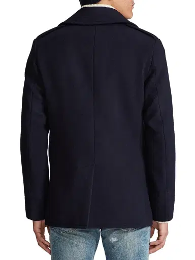 Polo Ralph Lauren Men's Wool-Blend Melton Peacoat - Navy - Size 44 | Thumbnail 4