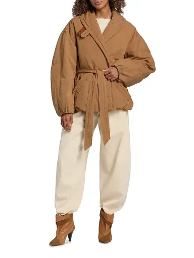 Isabel Marant Women's Volinda Cotton-Linen Belted Coat | Thumbnail 2