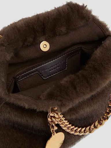 Stella McCartney Women's Falabella Soft Faux-Fur Chain Clutch - Coffee | Thumbnail 4