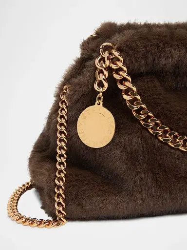 Stella McCartney Women's Falabella Soft Faux-Fur Chain Clutch - Coffee | Thumbnail 5